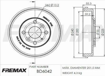 FREMAX BD-6042 - Bubanj kočnica www.molydon.hr