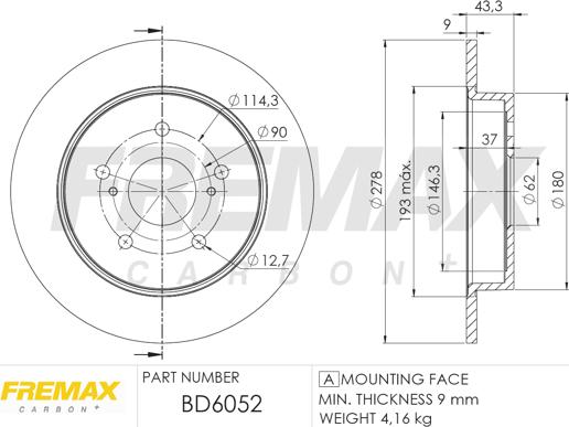 FREMAX BD-6052 - Kočioni disk www.molydon.hr