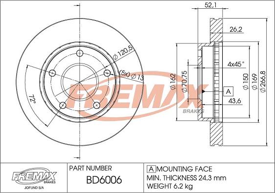 FREMAX BD-6006 - Kočioni disk www.molydon.hr