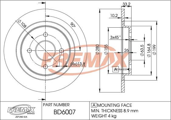 FREMAX BD-6007 - Kočioni disk www.molydon.hr