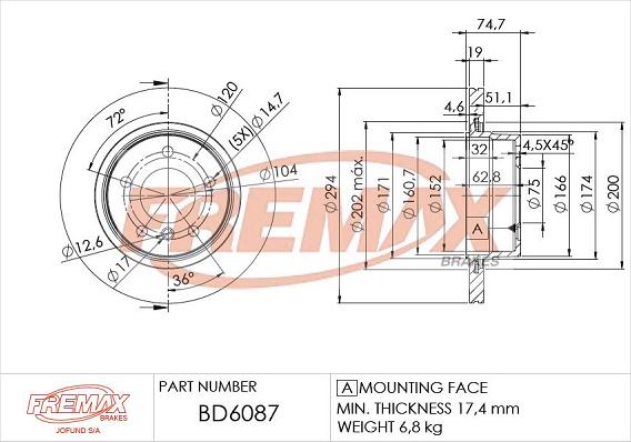 FREMAX BD-6087 - Kočioni disk www.molydon.hr