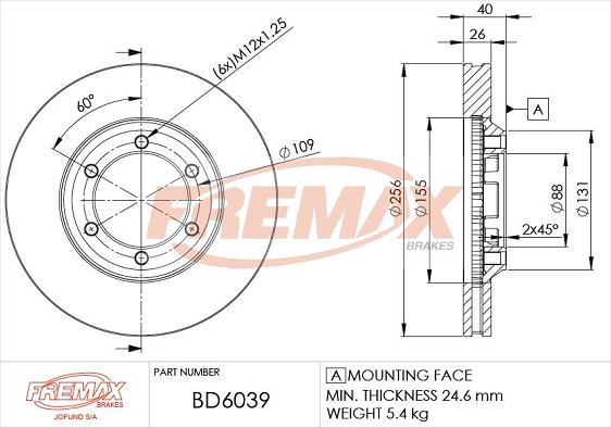 FREMAX BD-6039 - Kočioni disk www.molydon.hr