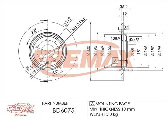 FREMAX BD-6075 - Kočioni disk www.molydon.hr