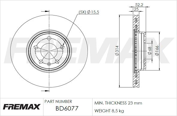 FREMAX BD-6077 - Kočioni disk www.molydon.hr