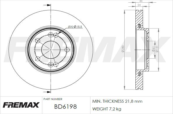 FREMAX BD-6198 - Kočioni disk www.molydon.hr