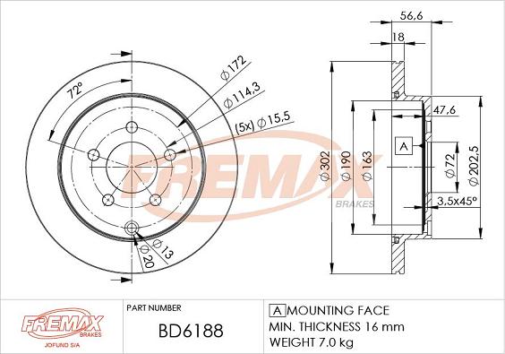 FREMAX BD-6188 - Kočioni disk www.molydon.hr