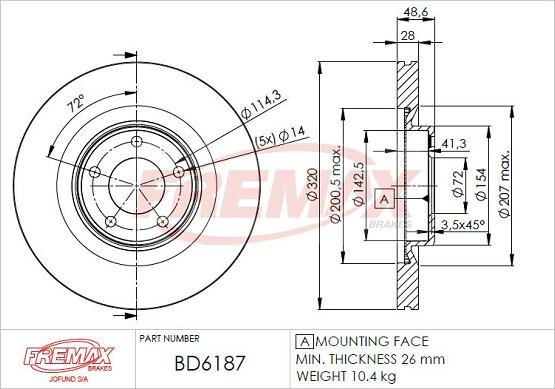 FREMAX BD-6187 - Kočioni disk www.molydon.hr