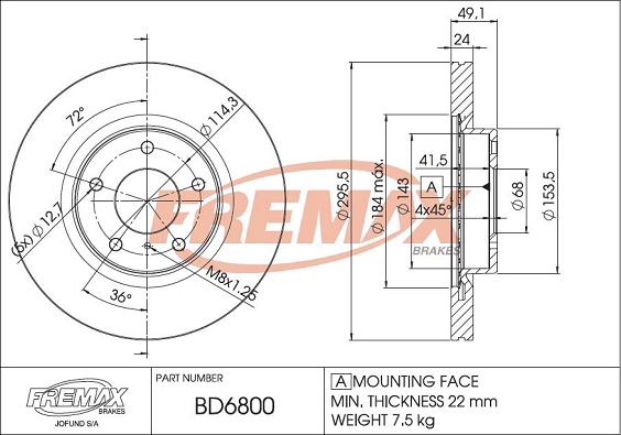 FREMAX BD-6800 - Kočioni disk www.molydon.hr