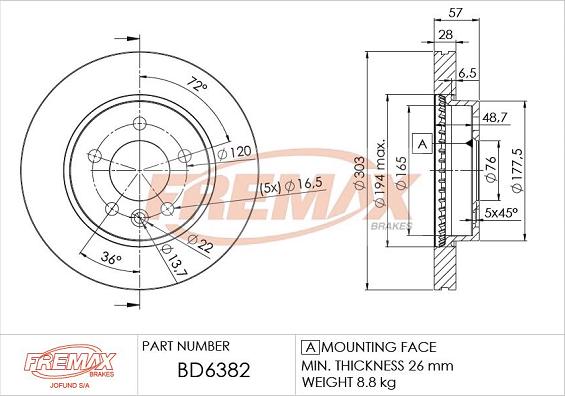 FREMAX BD-6382 - Kočioni disk www.molydon.hr