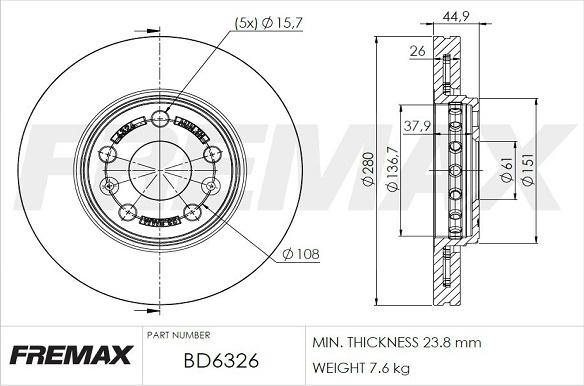 FREMAX BD-6326 - Kočioni disk www.molydon.hr