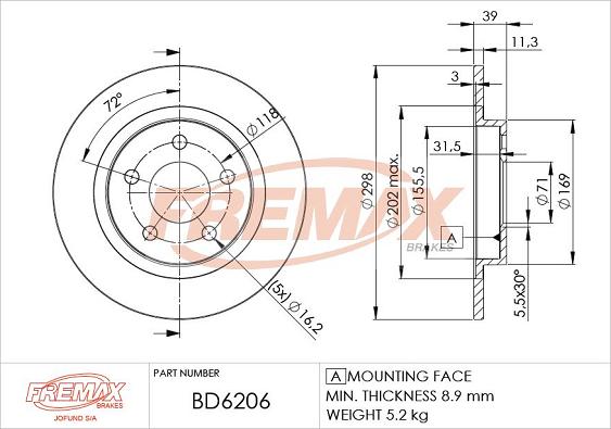 FREMAX BD-6206 - Kočioni disk www.molydon.hr