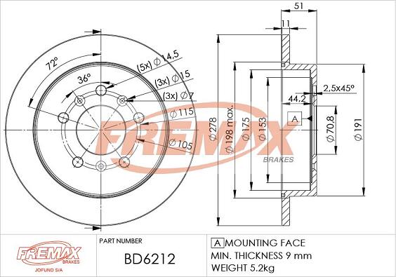 FREMAX BD-6212 - Kočioni disk www.molydon.hr