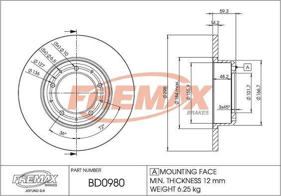 FREMAX BD-0980 - Kočioni disk www.molydon.hr