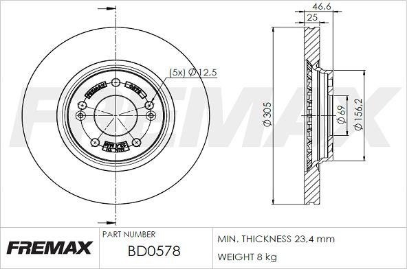 FREMAX BD-0578 - Kočioni disk www.molydon.hr