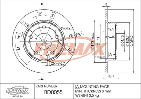 FREMAX BD-0055 - Kočioni disk www.molydon.hr