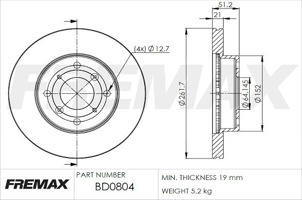 FREMAX BD-0804 - Kočioni disk www.molydon.hr