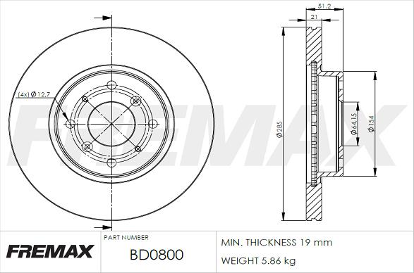 FREMAX BD-0800 - Kočioni disk www.molydon.hr