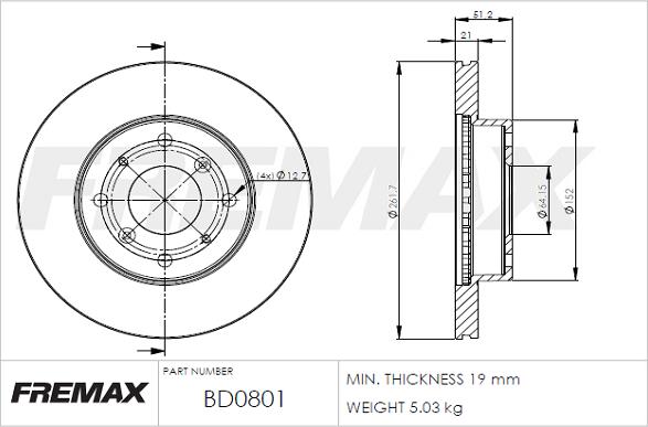 FREMAX BD-0801 - Kočioni disk www.molydon.hr