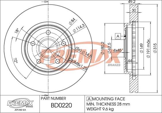 FREMAX BD-0220 - Kočioni disk www.molydon.hr