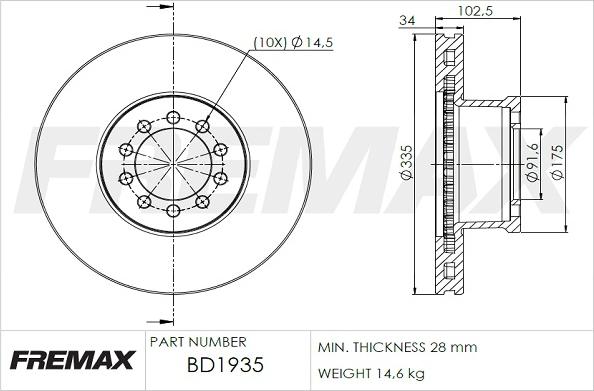 FREMAX BD-1935 - Kočioni disk www.molydon.hr