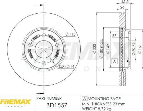 FREMAX BD-1557 - Kočioni disk www.molydon.hr