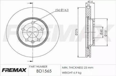 FREMAX BD-1565 - Kočioni disk www.molydon.hr