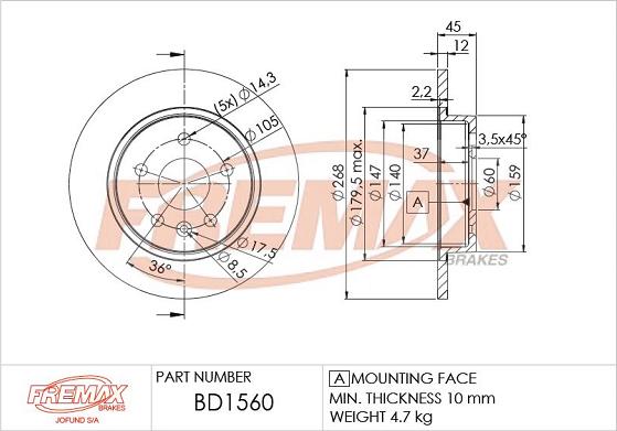 FREMAX BD-1560 - Kočioni disk www.molydon.hr