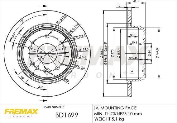 FREMAX BD-1699 - Kočioni disk www.molydon.hr