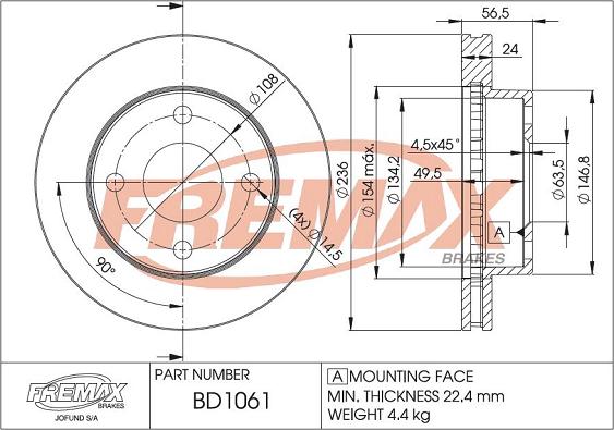 FREMAX BD-1061 - Kočioni disk www.molydon.hr