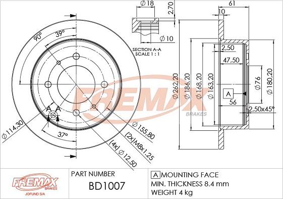 FREMAX BD-1007 - Kočioni disk www.molydon.hr