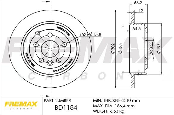 FREMAX BD-1184 - Kočioni disk www.molydon.hr