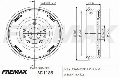 FREMAX BD-1185 - Bubanj kočnica www.molydon.hr