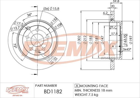 FREMAX BD-1182 - Kočioni disk www.molydon.hr