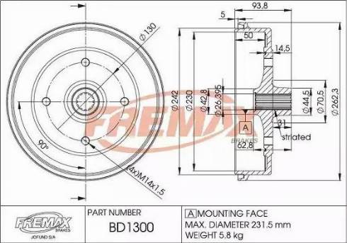 FREMAX BD-1300 - Bubanj kočnica www.molydon.hr