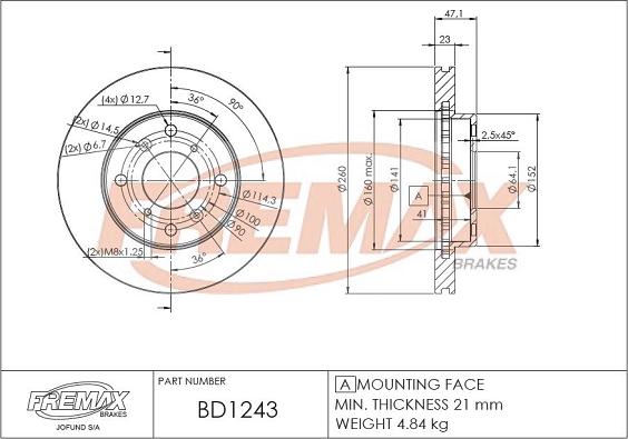 FREMAX BD-1243 - Kočioni disk www.molydon.hr