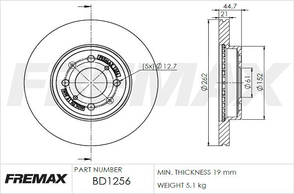 FREMAX BD-1256 - Kočioni disk www.molydon.hr