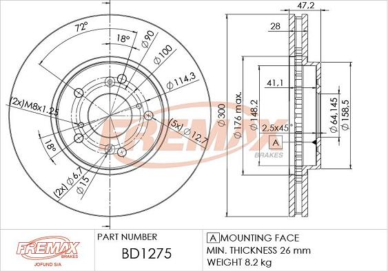 FREMAX BD-1275 - Kočioni disk www.molydon.hr