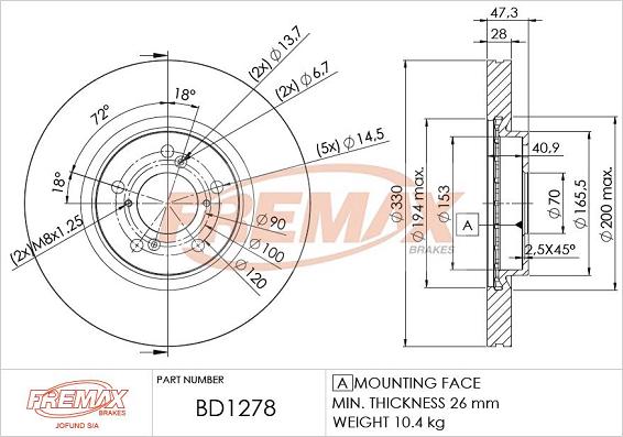 FREMAX BD-1278 - Kočioni disk www.molydon.hr