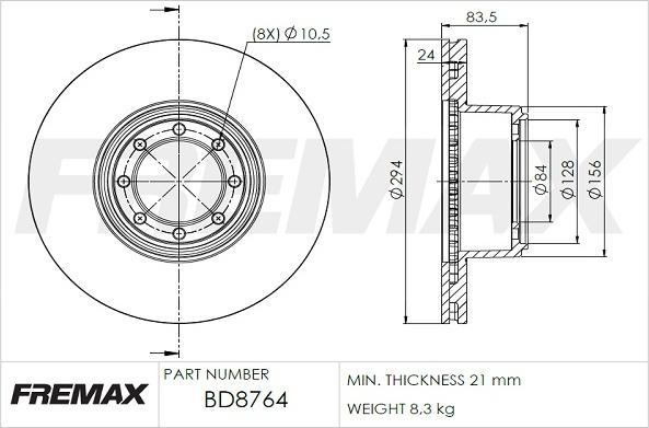 FREMAX BD-8764 - Kočioni disk www.molydon.hr