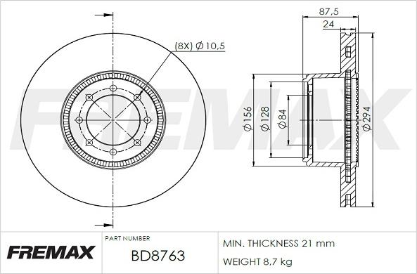 FREMAX BD-8763 - Kočioni disk www.molydon.hr