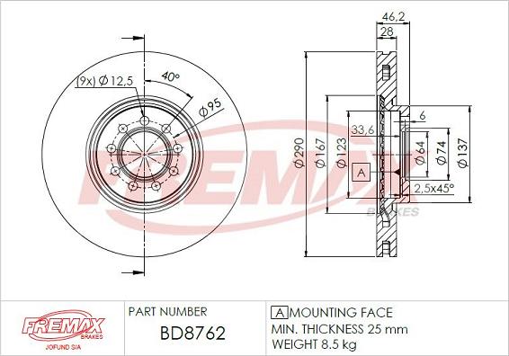 FREMAX BD-8762 - Kočioni disk www.molydon.hr