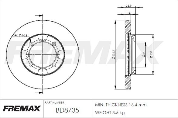 FREMAX BD-8735 - Kočioni disk www.molydon.hr