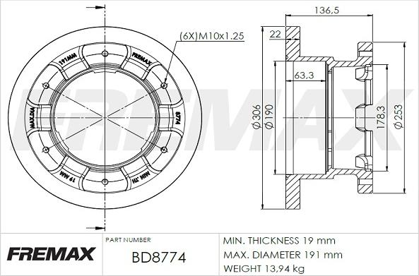 FREMAX BD-8774 - Kočioni disk www.molydon.hr