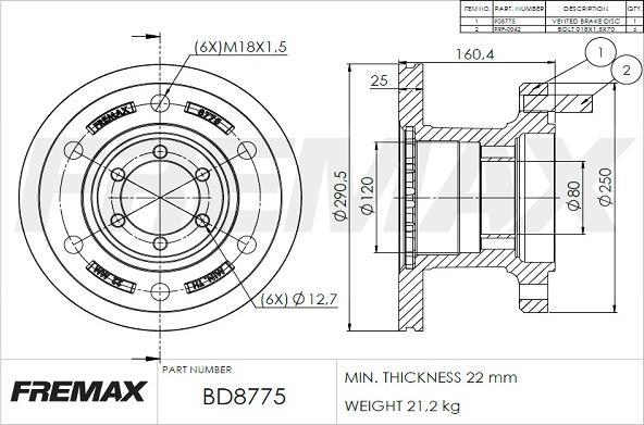 FREMAX BD-8775 - Kočioni disk www.molydon.hr