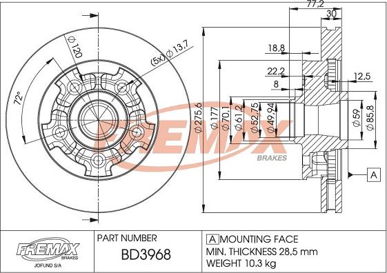 FREMAX BD-3968 - Kočioni disk www.molydon.hr