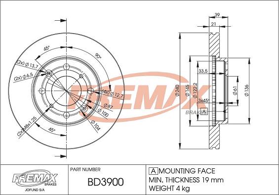 FREMAX BD-3900 - Kočioni disk www.molydon.hr