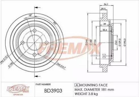 FREMAX BD-3903 - Bubanj kočnica www.molydon.hr