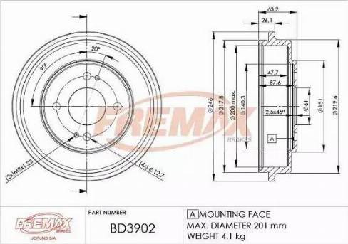 FREMAX BD-3902 - Bubanj kočnica www.molydon.hr