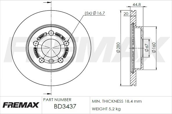 FREMAX BD-3437 - Kočioni disk www.molydon.hr