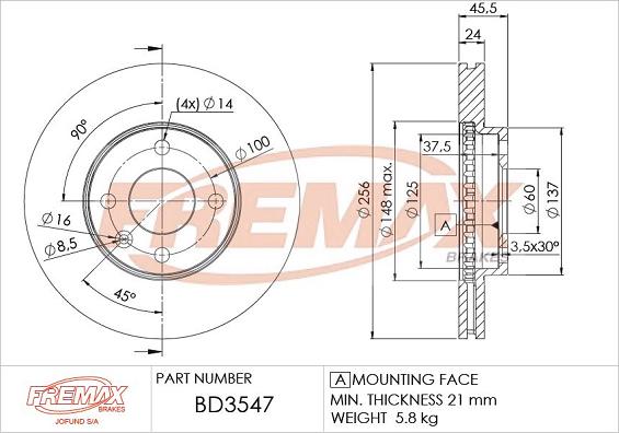 FREMAX BD-3547 - Kočioni disk www.molydon.hr